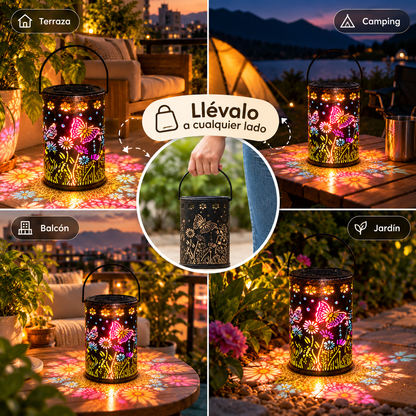 FAROL SOLAR COLGANTE DE MARIPOSAS Y FLORES